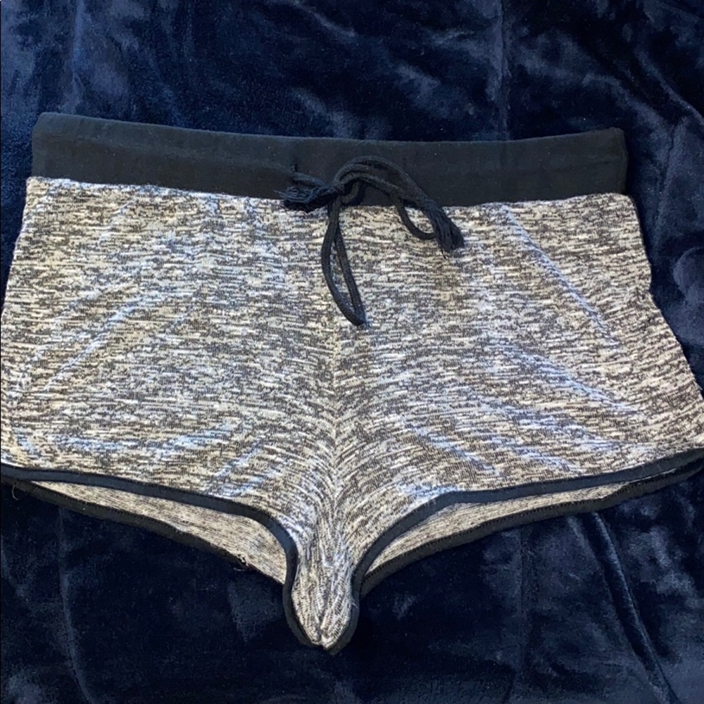 stretchy grey & black shorts with adjustable waist